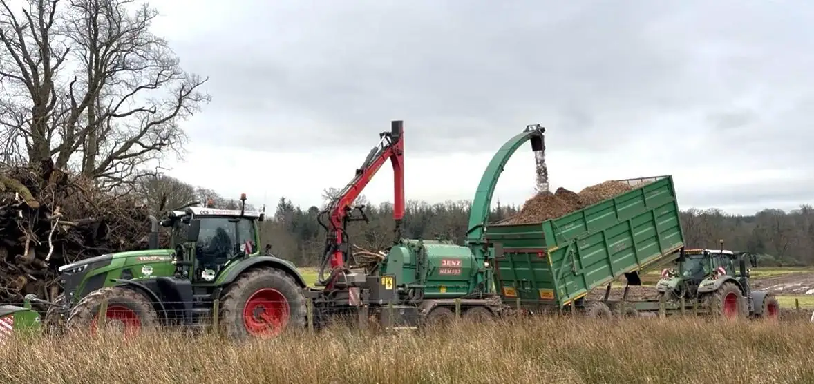 Jenz forestry chipper processing brash on a clearance site